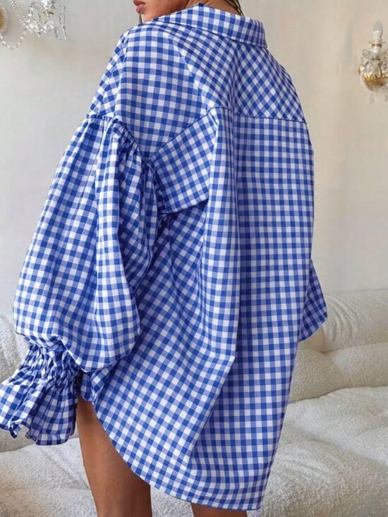 MODA ME COUTURE Tops - Blue And White Casual Women's Shirt